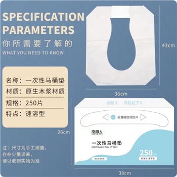 一次性马桶垫250片 隔脏坐便通用垫纸 木浆速溶型