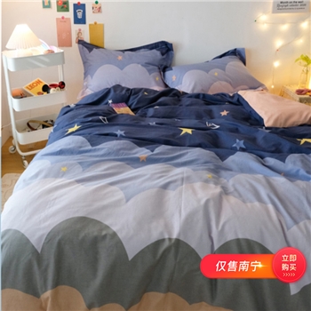 【仅售南宁】简约  全棉纯棉床单  被套被罩  磨毛四件套