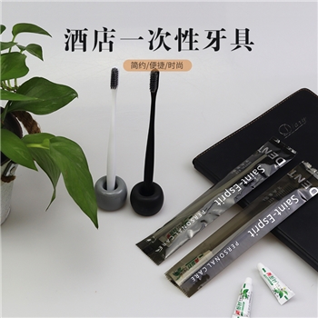 现货【晟萱 沐景小城系列】炫黑环保袋牙具 PP黑白竹炭丝牙刷+3g两面针牙膏-1600套/箱