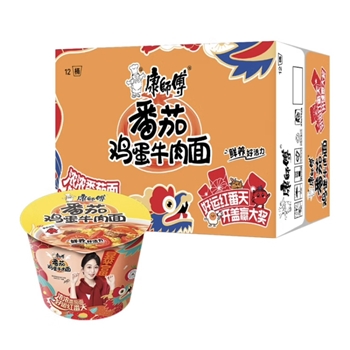 康师傅方便面 番茄鸡蛋牛肉面 12桶/箱