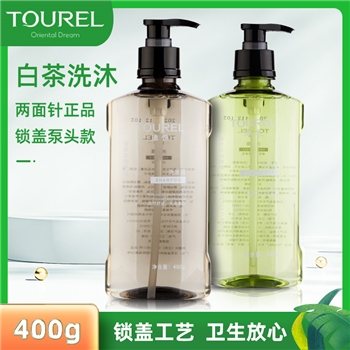 两面针途悦M型锁盖泵头洗发水沐浴露400g白茶香型36瓶/箱
